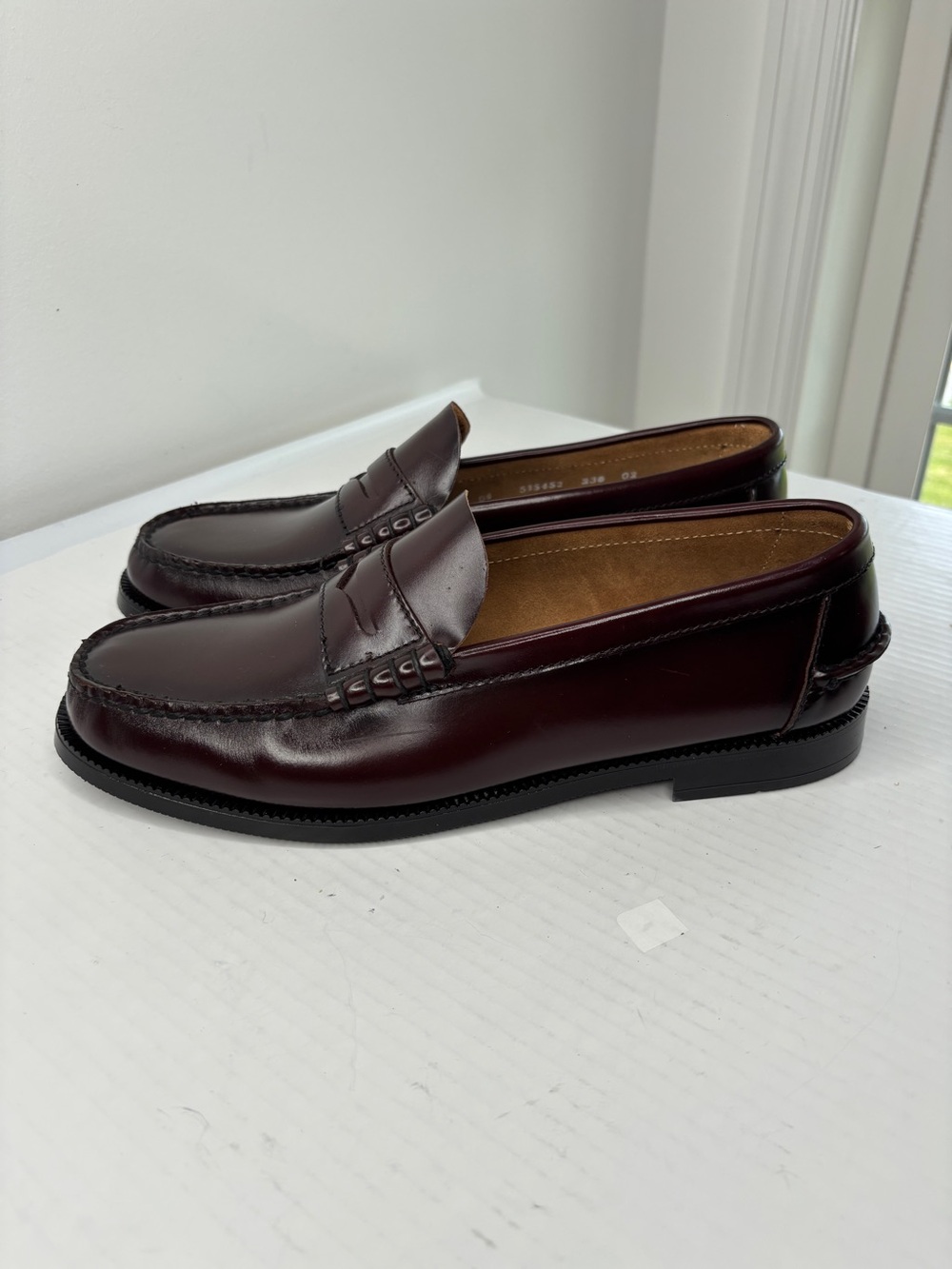 Florsheim Penny Loafers Mens Sz 9 Burgundy Leather Pinch Round Toe Slip On Shoes - Picture 5 of 13